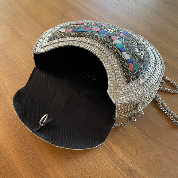 RAMLA L’Oriental Mosaic Bag - Multi-color Tile - Silver Chain Strap - Picture 6 of 9